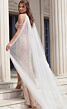 Jovani 39043 Sheer Overskirt V-Neck Dress