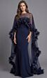 Jovani 44321 Sheer Cape Fitted Strapless Dress