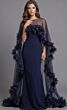 Jovani 44321 Sheer Cape Fitted Strapless Dress