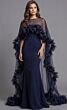 Jovani 44321 Sheer Cape Fitted Strapless Dress