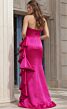 Jovani 47386 Side Ruffle Fuchsia Satin Dress