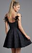 Jovani 43615 Feather Straps Straight Neckline Dress