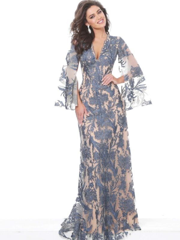 Jovani 00752 Cape Sleeve Lace Mothers Dress