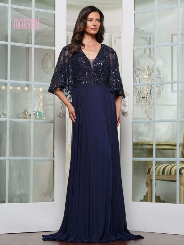 Marsoni MV1302 V-Neck Flutter Sleeve Dress