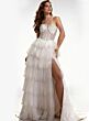Jovani 47290 Tiered Ruffle Skirt Lace-Up Strapless Dress