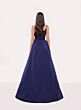 Tarik Ediz 98703 Cosmos Asymmetric Neck Draped A-Line Evening Dress