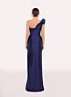 Tarik Ediz 98723 Cristina Asymmetric Neck Pleated Slit Evening Gown