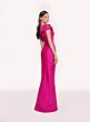 Tarik Ediz 98723 Cristina Asymmetric Neck Pleated Slit Evening Gown