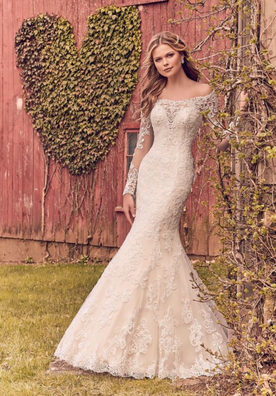 Mori Lee 8207 Karlee Off-The-Shoulder Long Sleeve Bridal Dress
