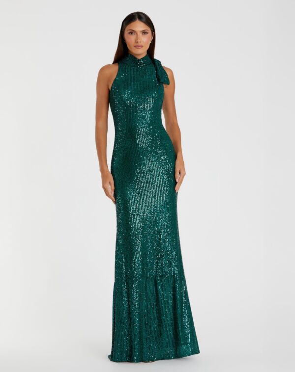 Ieena for Mac Duggal 11280 High Neck Sequin Dress