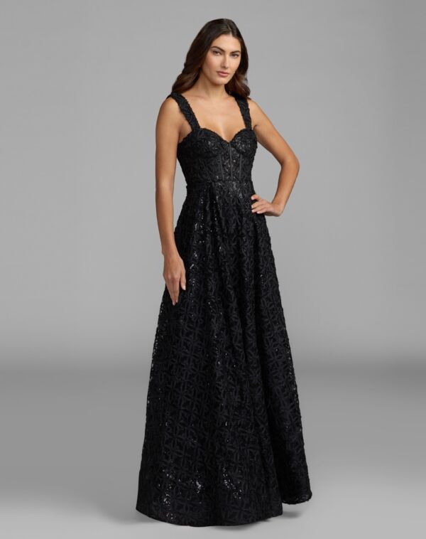 Mac Duggal 56286 Wide Strap A-Line Black Corset Dress