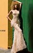 Jovani 03023 Feather Skirt Beaded Dress
