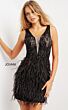 Jovani 04619 Feather Skirt Beaded Dress
