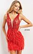 Jovani 04619 Feather Skirt Beaded Dress