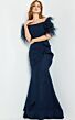 Jovani 09154 Feather Sleeve Off The Shoulder Dress