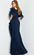 Jovani 09154 Feather Sleeve Off The Shoulder Dress