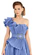 MNM Couture 2565 One Shoulder Pleated Midi Dress