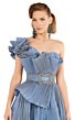 MNM Couture 2565 One Shoulder Pleated Midi Dress