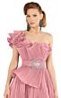 MNM Couture 2565 One Shoulder Pleated Midi Dress