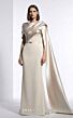 MNM Couture E0125 Draped Neck Thin Belt Pink Dress