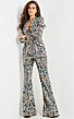 Jovani 09816 Flare Leg Embroidered Pant Suit