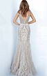 Jovani 02798 Feather Skirt V-Neck Dress