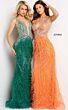 Jovani 03023 Feather Skirt Beaded Dress