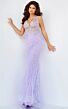 Jovani 03023 Feather Skirt Beaded Dress