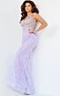 Jovani 03023 Feather Skirt Beaded Dress