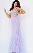 Jovani 03023 Feather Skirt Beaded Dress