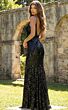 Jovani 42155 V-Neck Slit Skirt Sequin Dress