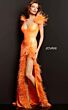 Jovani 06164 Feather Strap High Slit Dress