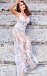 Jovani 07368 Lace Appliques Sheer Dress