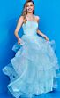 Jovani K02442 Tiered Skirt Strapless Formal Gown
