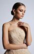 MNM Couture B1186 Peplum A-Line Strapless Curved-Up Neck Dress