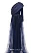 MNM Couture B1125 Pleated Asymmetric Neck Tulle Overskirt Dress