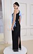 MNM Couture B1152 Illusion Sleeves Side Tail Column Dress