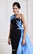 MNM Couture B1152 Illusion Sleeves Side Tail Column Dress