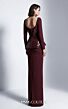 MNM Couture E0141 Long Sleeve Sequin Peplum Top Column Dress