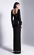 MNM Couture E0141 Long Sleeve Sequin Peplum Top Column Dress