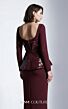 MNM Couture E0141 Long Sleeve Sequin Peplum Top Column Dress
