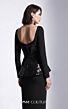 MNM Couture E0141 Long Sleeve Sequin Peplum Top Column Dress
