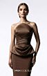 MNM Couture E0146 Draped Peplum Strapless Column Dress