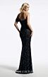MNM Couture E0148 Asymmetric Off-The-Shoulder Black Beaded Dress