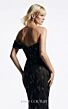 MNM Couture E0148 Asymmetric Off-The-Shoulder Black Beaded Dress