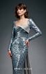 MNM Couture E0157 Asymmetric Neck Long Sleeve Fitted Dress