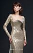MNM Couture E0157 Asymmetric Neck Long Sleeve Fitted Dress