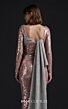 MNM Couture E0157 Asymmetric Neck Long Sleeve Fitted Dress