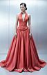 MNM Couture E0163 Plunging Halter Neck Taffeta Coral Dress