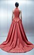 MNM Couture E0163 Plunging Halter Neck Taffeta Coral Dress